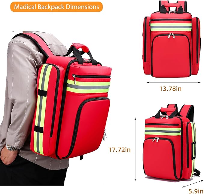 Medical Bag First Aid bag Medical Backpack,Medicine Bag,First Aid Backpack with Removable Transparent Pouch for Traveling Nurses Home Car (Bag Only)