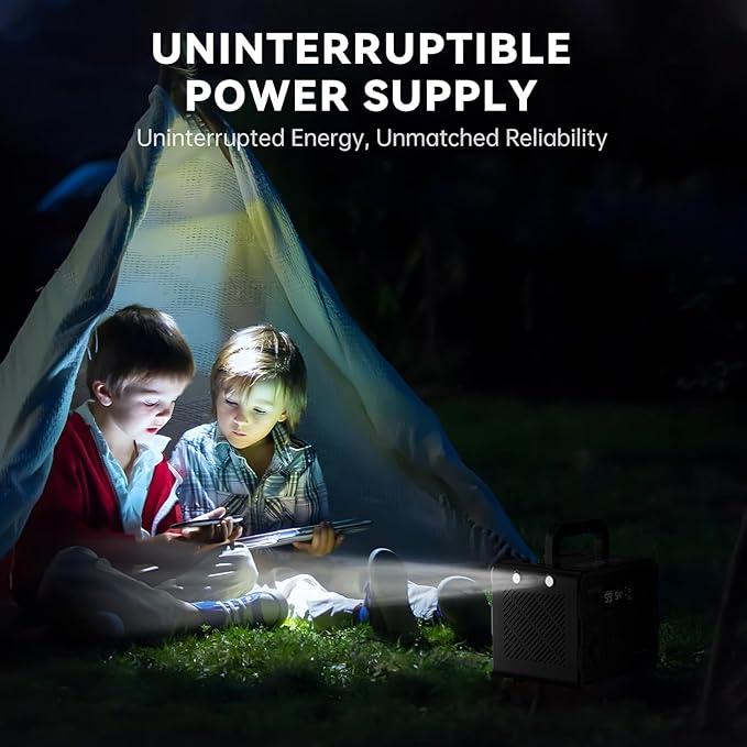 300W Solar Generator, 259Wh Portable Power Station EM300, 70,000mAh LiFePO4 Battery with 65W USB-C PD&Pure Sine Wave AC, Solar Charging for Camping,Home Backup,Emergency Power(SOS Light & LCD Display)