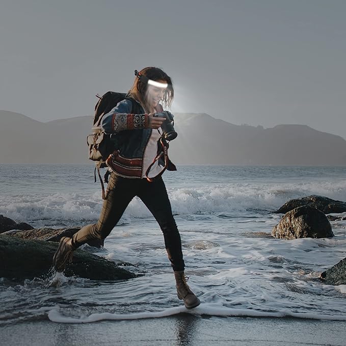 Adelante LED Headlamp Flashlight, 4Pack 1000LM 230°Wide-Beam Rechargeable Head Lamp for Adults, Red Taillight & 16 Clips Waterproof Hard Hat Light Headlamps for Running Hiking and Camping