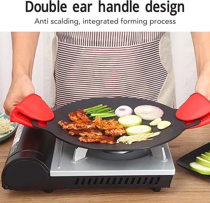 Korean Grill Pan,Round Premium BBQ Grill Pan,Non-stick Griddle Plate for Gas Stove Indoor Outdoor Camping Party(25cm)