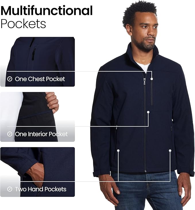 Weatherproof Men's Softshell Jacket – Wind & Water Resistant – Breathable, Lightweight Outdoor Coat
