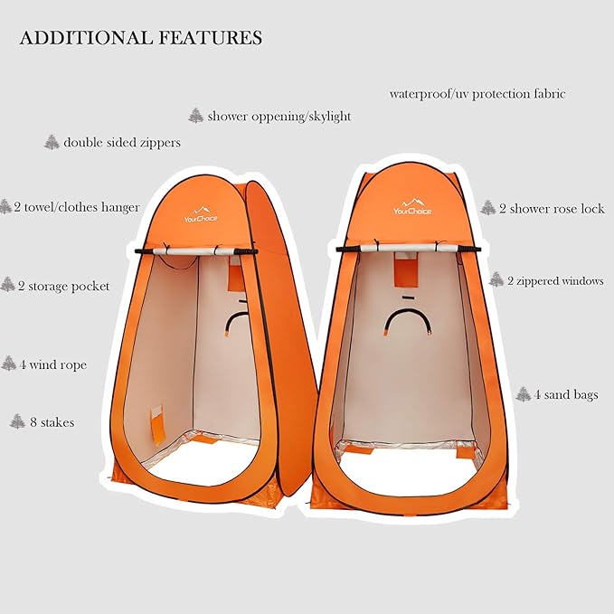 Your Choice XL Pop Up Privacy Shower Tent - Portable Changing Tent for Camping, Beach & Poolside - 82.6" Tall Double Storage Pockets & Carry Bag