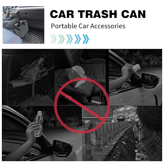 Homelove Car Trash Can, Leak-Proof Waterproof Trash Bin Collapsible Portable Auto Garbage Bag Large Capacity Trashcan Storage Bag Multipurpose Car Organizer Hanging (Gray)