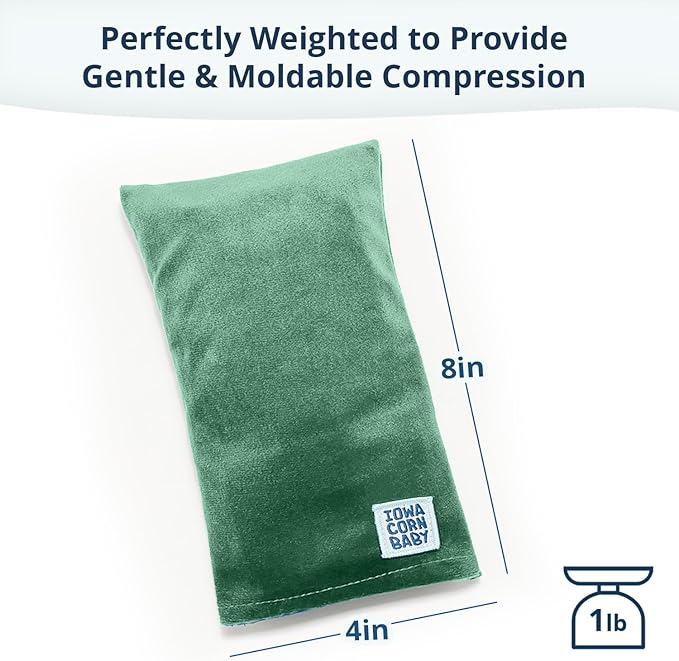 Mini - Microwavable Heating Pad & Reusable Cold Pack - Weighted Heating Pad for Cold Hands, Sore Neck, Achy Wrists - 4” x 8” - 1 lb (Jade Green)