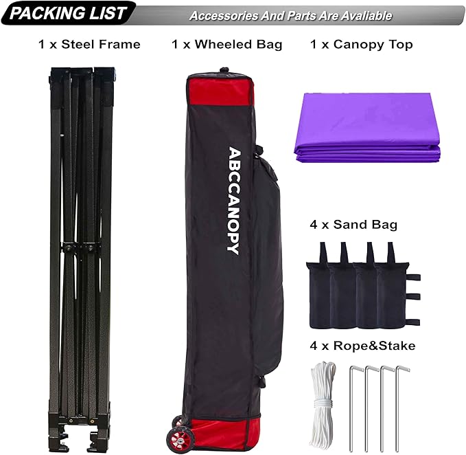 ABCCANOPY Patio Pop Up Canopy Tent 10x10 Commercial-Series (Purple)