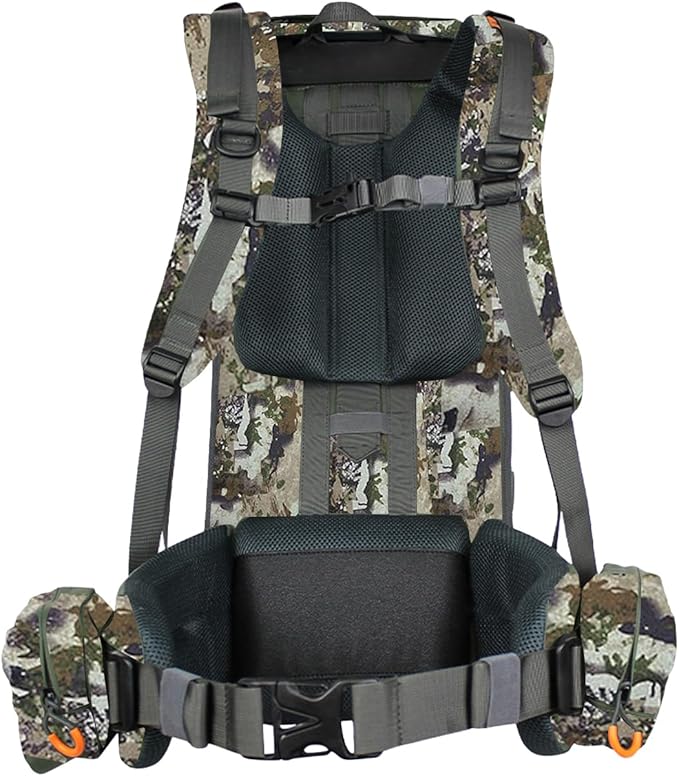 SPIKA Hunting Backpacks for Men, Meat Hauler Frame Pack with Rifle Holder, 40L/80L Extendable + Capacity for Bow Rifle Gun