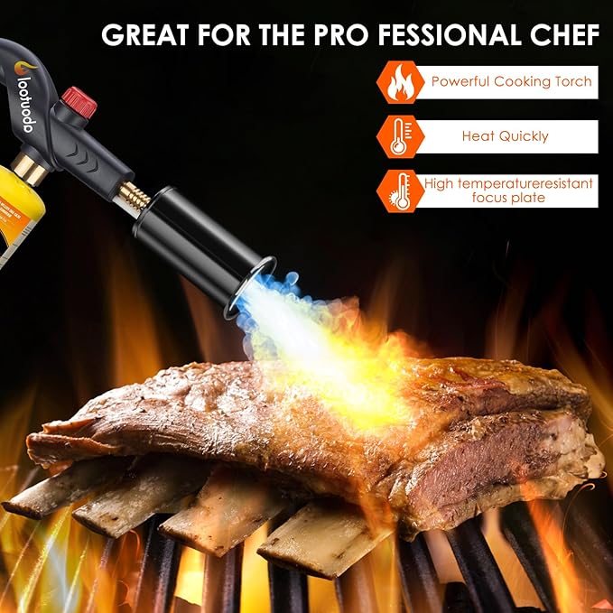 Propane Torch, Kitchen Cooking Torch with Igniter Searing Torch for Sous Vide Charcoal Lighter BBQ Grill Flame Thrower Campfire Starter (Propane Tank Not Included)
