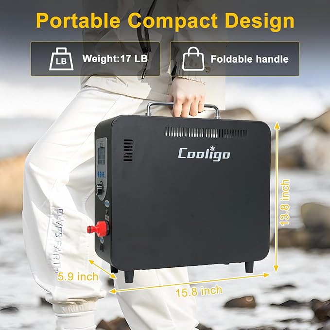 Portable Propane Water Heater for Camping Shower, 40,900 BTU 4500mAh Rechargeable Battery, Tankless Water Shower for Outdoor Shower with Pump, Table Top Camp Water Heater for Camping and Vacationing