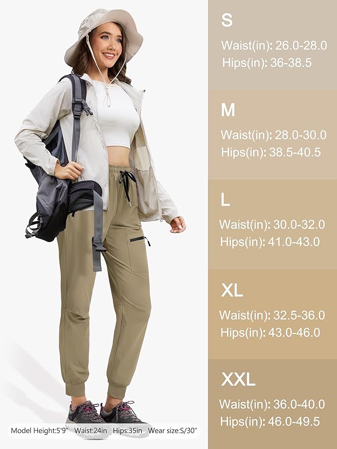 Womens Tall Hiking Pants 30/32/34 Inseam Lightweight Joggers Quick Dry 4 Pockets Travel Athletic Cargo UPF50+