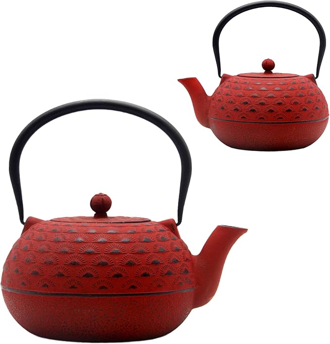 Big Cast Iron Teapot, Tea Kettle, Cast Iron Teapot with Stainless Steel Infuser for Stovetop Safe (1800ml-Teapot-002)