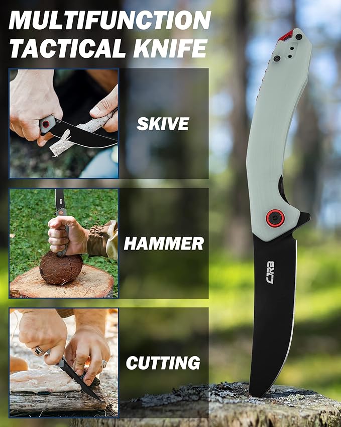CJRB Folding Pocket Knife with AR-RPM9 Steel Blade and G10 Handle for Men Outdoor, Camping Gobi(J1906B) Natural Green