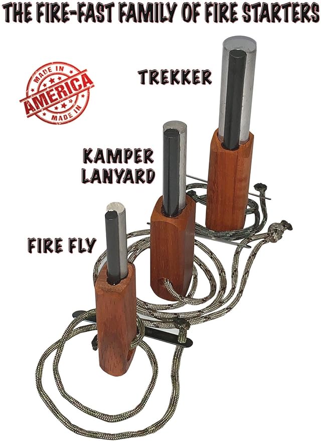 Fire-Fast Trekker. Best Emergency Waterproof Survival Fire Starter. Magnesium and Euro Fire Steel Ferro Rod. Compact Durable Tool for Bushcraft, Camping, Backpacking, Hiking, Hunting, or Bug Out Bag