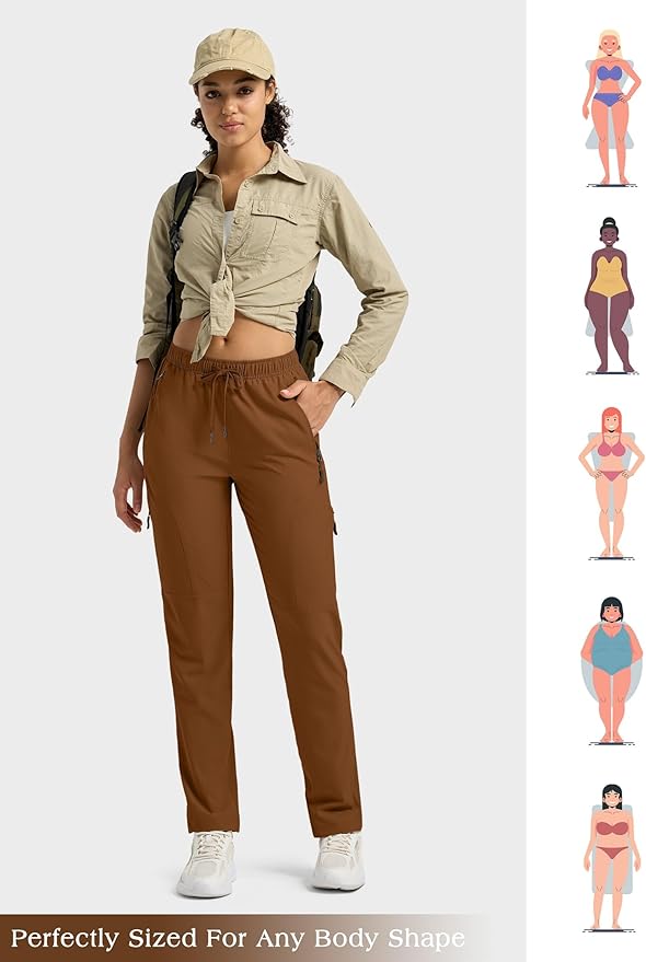Willit Women's Hiking Pants Quick Dry Cargo Pants Lightweight Water Resistant Travel Golf Pockets Petite/Regular/Tall