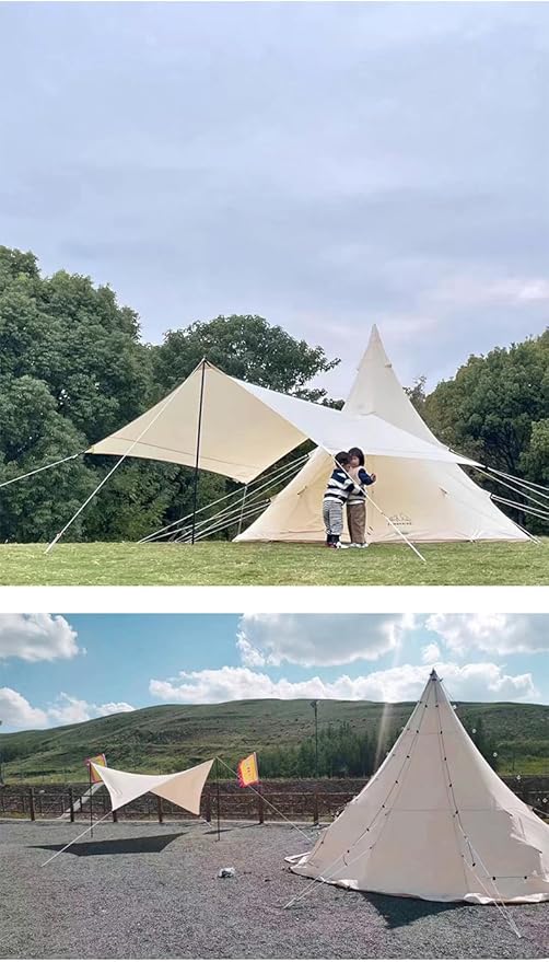 4 Season 9.85ft Tent,Ideal for Family Camping, Hiking,Canvas Tent with Aluminum Pole. Support Camouflage Fabric Customization
