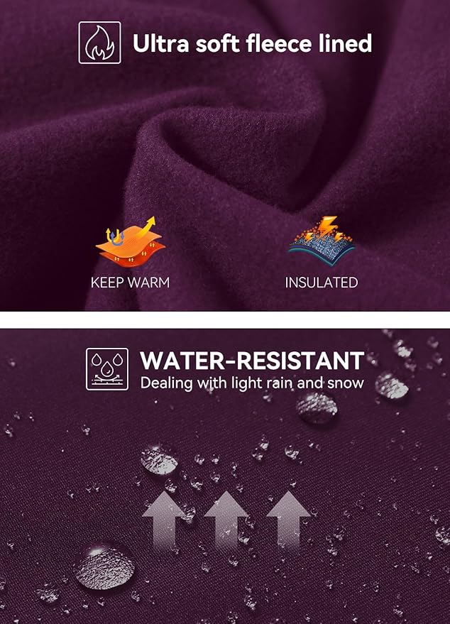 baleaf Women's Fleece Lined Leggings Water Resistant Thermal Winter Warm Tights High Waisted with Pockets Running Gear