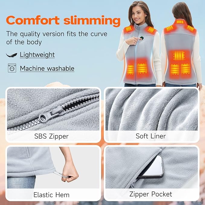KOVNLO Heated Vest Women with Battery Pack Included, Smart Electric Lightweight Heated Jacket