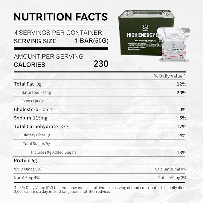Meal Ready To Eat Emergency Food Rations, Long Self Life Survival Food Bars, High Eneger Bars for Camping, Hiking, Military,Outdoor Disaster, 40 Pack with 2 Tin Boxes