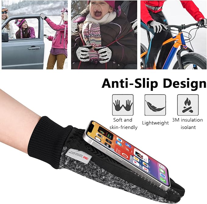 MOREOK Winter Gloves for Men/Women -10°F 3M Thinsulate Warm Touch Screen Snow Ski Bicycle Bike Gloves for Driving/Cycling/Running/Hiking