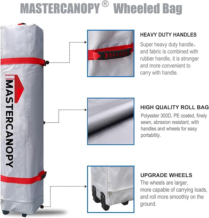 MASTERCANOPY Durable Pop-up Canopy Tent with Roller Bag (10x10, Dark Gray)