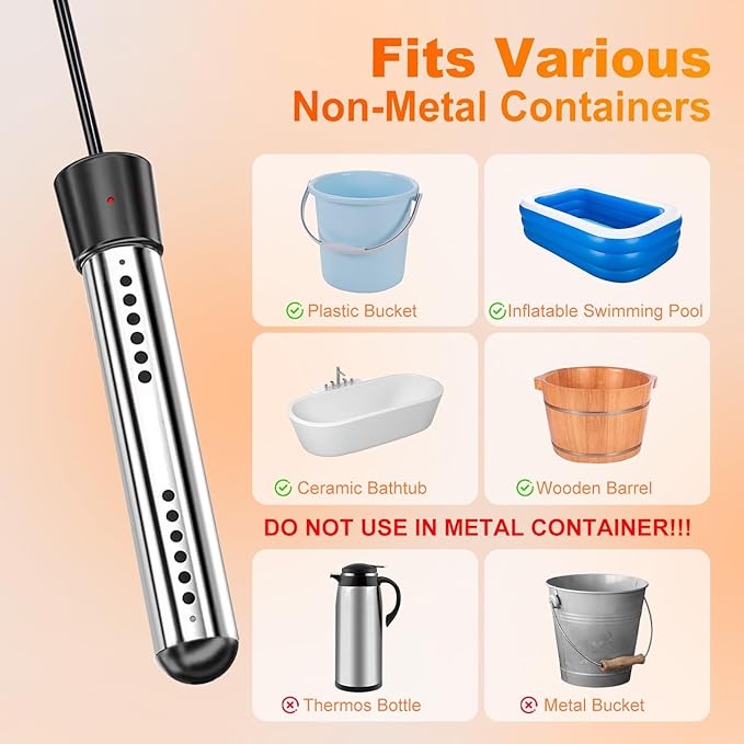 Portable Camping Shower with Heater, 6000mAh Rechargeable Camping Shower with 2000W Auto-Off Immersion Heater, LED Display, Heated Outdoor Shower for Travel, Hiking, Car