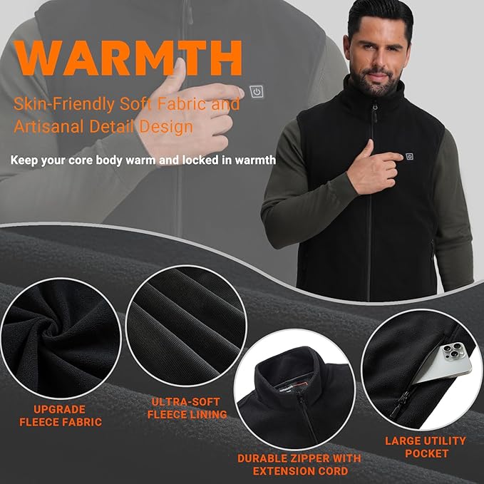 Heated Vest for Men and Women, Fleece Heated Jackets for Men and Women (Battery Pack Included)