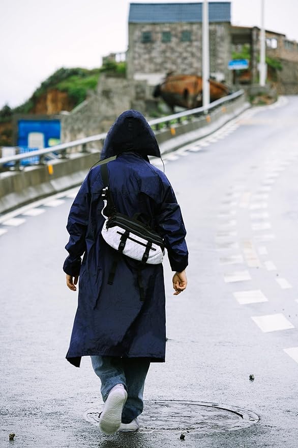 RainRider Raincoat for Men Waterproof Long Rain Jacket with Stowable Hood Lightweight Rain Gear Poncho for Unisex
