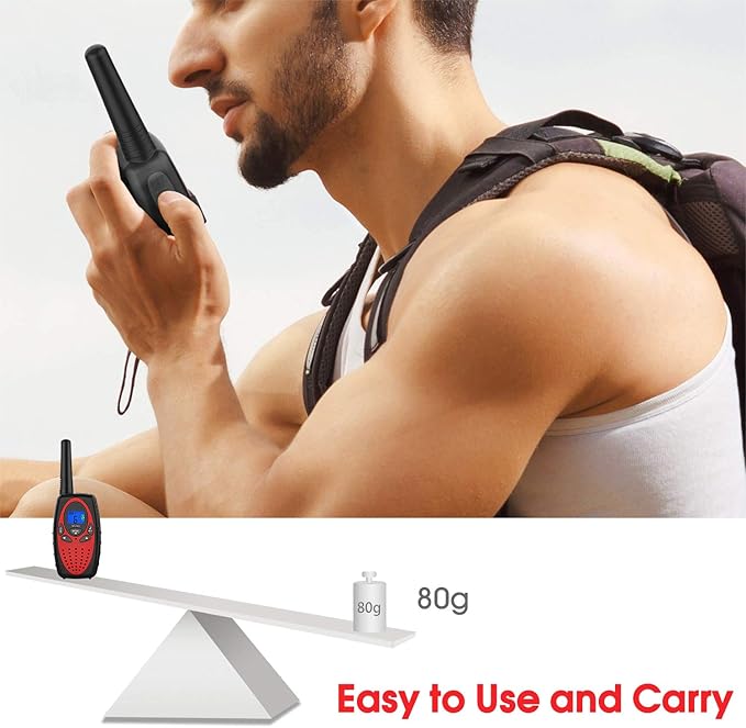 Walkie Talkies Long Range, Topsung M880 FRS Two Way Radio for Adults with Mic LCD Screen/Resistance Wakie-Talkies with Noise Cancelling for Men Women Outdoor Adventures Cruise Ship (Red 2 in 1)