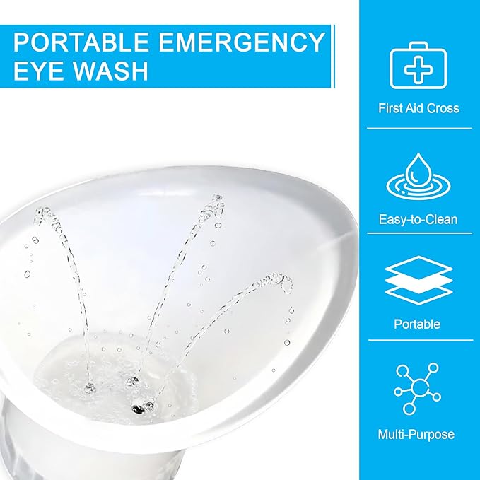 WASH+OUT Eye Wash Cup Kit – Portable Eyewash Cup and Eye Rinse Solution Accessory – Emergency Eye Wash Cup for Eye Care, First Aid Kit, Clear Eyes Flush, Eyewash Cups Disposable - 10 Pack