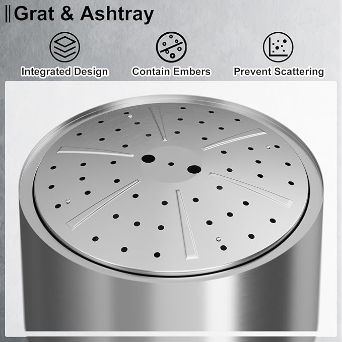 20 Inch Smokeless Fire Pit with Removable Ash Pan, Fire Pits for Outside Wood Burning, Portable Bonfire Outdoor Firepit, Waterproof Bag & Poker Included, Stainless Steel, Camping Backyard