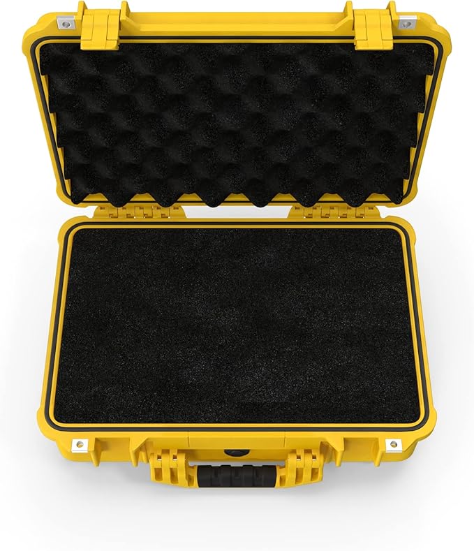 MEIJIA Portable Waterproof Hard Camera Case, Dry Case with Customizable Fit Foam, Protection for camera, drones,telescopes,18.5 x14.06x6.93inches(Yellow)