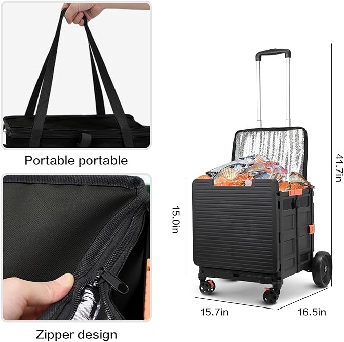 Cooler Bag Wheeled,Large Insulated Rolling Cooler Collapsible Leakproof Portable Hard Framed Ice Packs for Camping Picnic Beach Travel