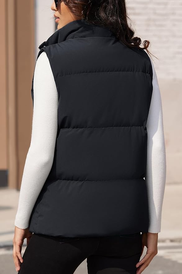MAGCOMSEN Women's Puffer Down Vest Oversized Zip Up Outerwear Lightweight Winter Padded Gilet Jacket with Pockets