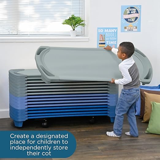 Angeles SpaceLine Cot, Teal Green (Set of 4) – Standard Size 55” by 22” by 5” Standard (Pack of 4) (AFB5735AGN)