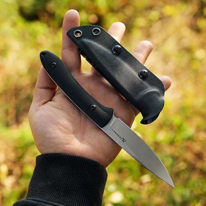Small Fixed Blade Knife,Full Tang Design knife.3.27inch DC53 Steel Blade and G10 Handle,with Kydex Sheath,Fixed EDC Tactical Knife for Men Women,Outdoor Hiking Camping Knives