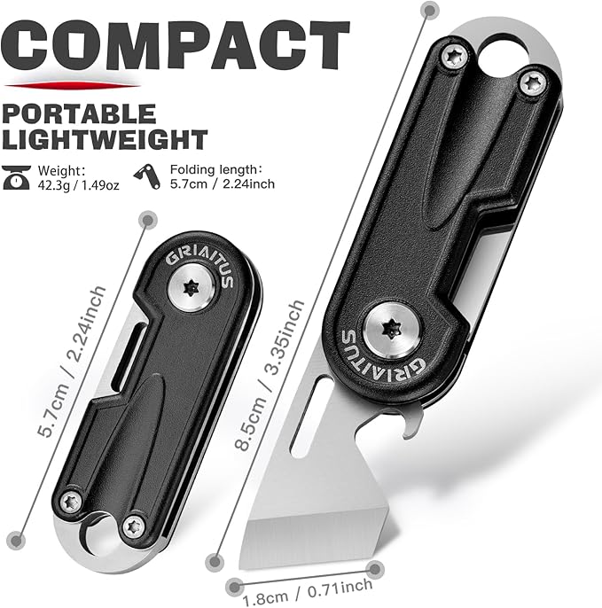 Multitool Pocket Knife, EDC Folding Knives, Small multitool with Bottle Opener Mini Pry Tool, Gifts for Men Dad Everyday Carry (black)