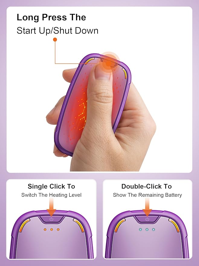Hand Warmers Rechargeable 2 Pack, Rechargeable Hand Warmer, Pocket Portable Electric Hand Warmer, Reusable Handwarmers, A Winter Christmas Hand-Warming Gift for Work, Camping, Golf, and Hunting