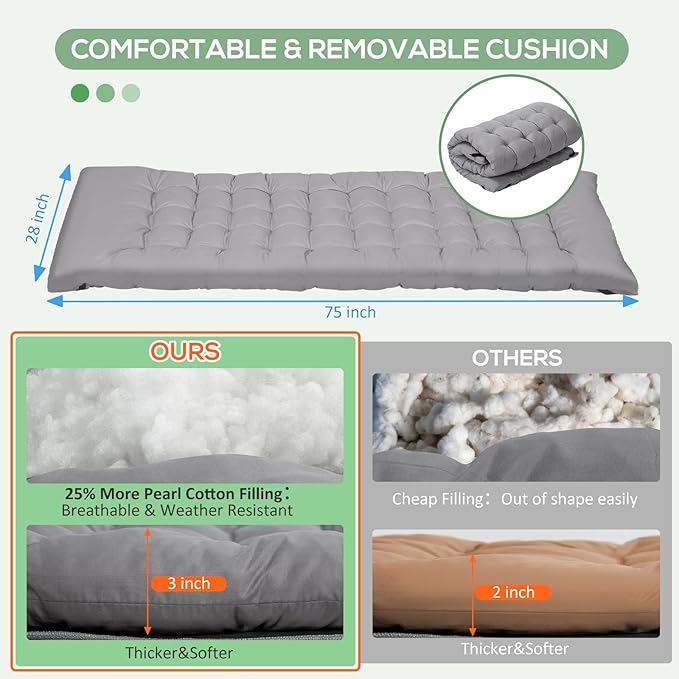 Wide Folding Camping Cots with Pillow & Extra Thick Matress, Cots for Sleeping 900 LBS, Camping Bed for Adults with Cushion, Sleeping Cot (Grey)