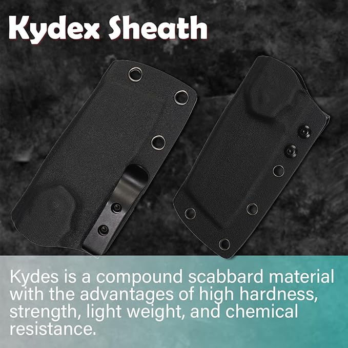 KANSEPT Knives Korvid S Fixed blade Knife with 2.9''CPM S35VN Cleaver Blade Black & White Carbon Fiber Handle, Kydex Sheath for Everyday Carry G2030A5