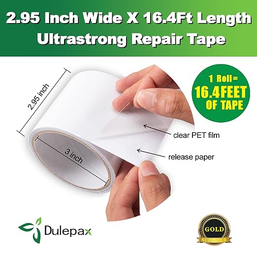 Dulepax Fabric Repair Tape - Ultrastrong 16.4FT x 2.95"ulated for Boat Covers, Tents, Awnings, RV Covers, Tarps, Canvas, and Sails