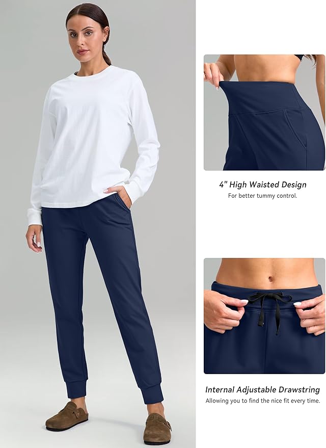 G Gradual Women's Fleece Lined Joggers High Waisted Water Resistant Thermal Hiking Pants Cold Weather Sweatpants with Pockets