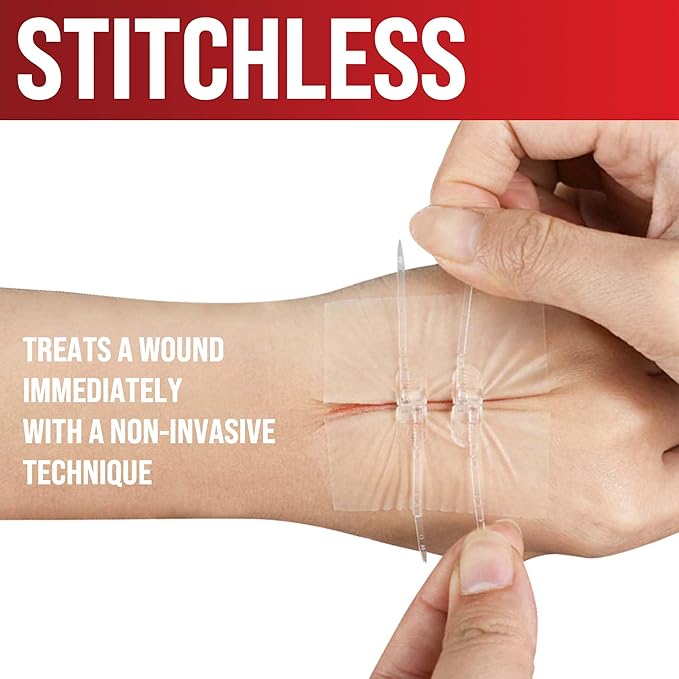 Emergency Wound Closure Strip - Laceration Closure Kit - Stitchless & Easy to Use - Butterfly Bandage
