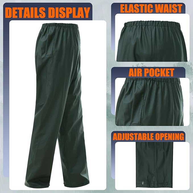 RainRider Rain Suits for Men Waterproof Rain Jacket Coat Pants Heavy Duty Women Fishing Rain Gear Workwear