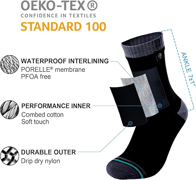 DexShell Waterproof Socks for Men & Women, Ultralite for Hiking Walking Outdoor Activities in Cold Wet Weather, Unisex Ankle