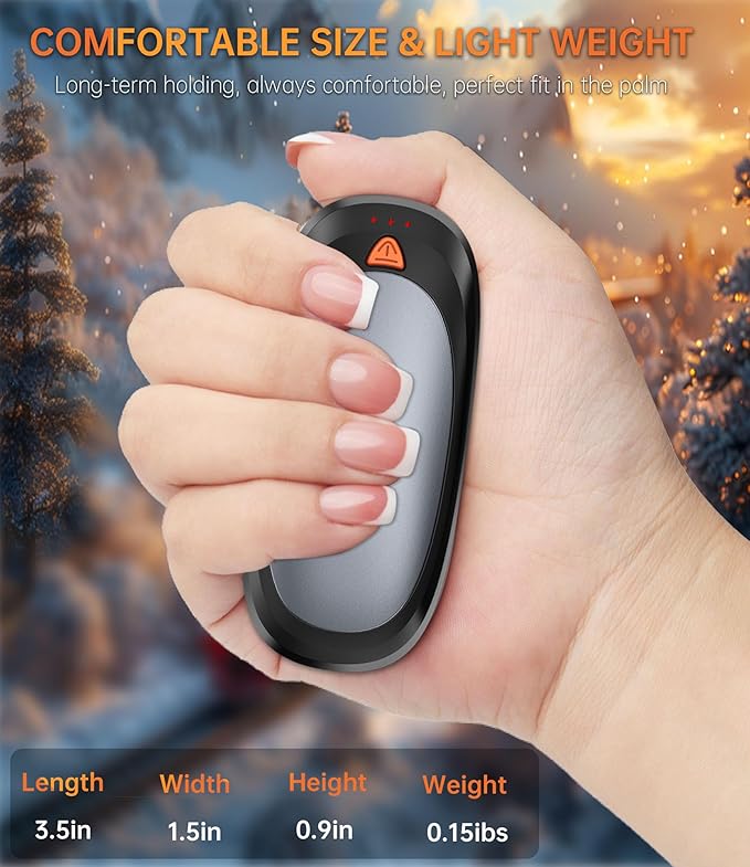 Hand Warmers Rechargeable with 10000mAh Charging Case, 2000mAh Portable Hand Warmers 2 Pack, Reusable Electric Pocket Heater for Hunting, Camping Gear, Outdoors, Gifts