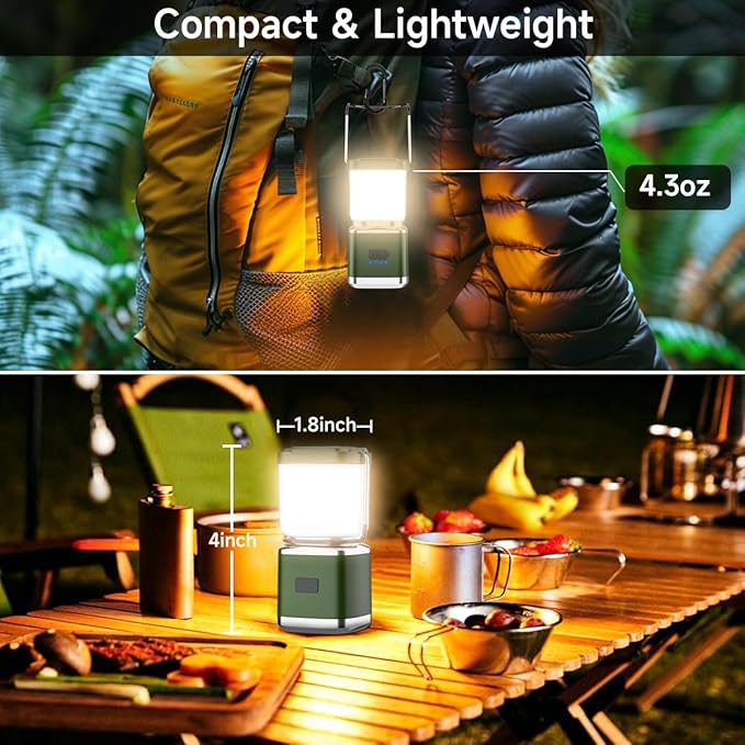 LED Camping Lantern, High Lumens Camping Light Rechargeable with 4 Light Modes, Waterproof, Camping Essentials, Mini Lantern Flashlight for Camping, Hurricane, Emergency, Hiking, Power Outages, 4pc