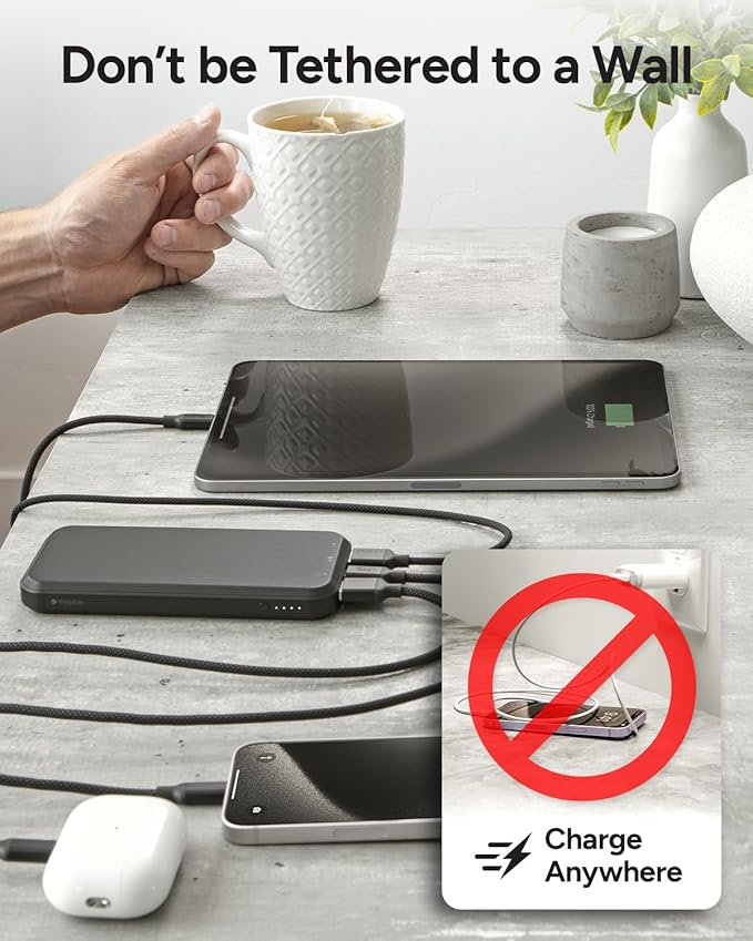 Mophie powerstation prime10 - Slim & Travel Friendly 10000 mAh Power Bank with Power Delivery PD Charging Technology,5V Fast Charging for iPhone,iPad,and More USB-C Input and Output-Black - 1pack