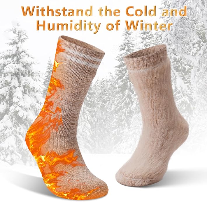 HUGSWEET Thermal Winter Socks for Women Extra Thick Insulated Heated Slipper Socks for Cold Weather 4 Pairs (Multicolor)