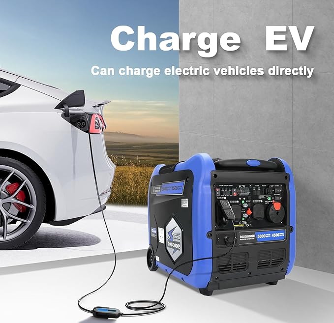 DK 5000W Gas Inverter Generator, Electric Start, 120V 240V Full Power Output, Dual or Tri-fuel Conversion Possible, Wheel & Handle Kit, for Outage Home Backup Power Tool (DK5000iE)…