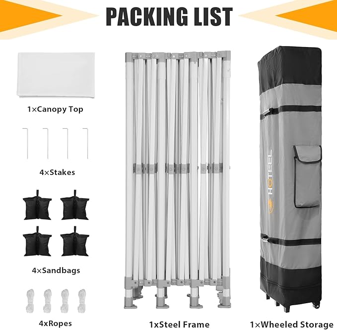 HOTEEL 10x30 Heavy Duty Pop Up Canopy Tent for Parties Event Wedding Commercial Instant Canopy with Wheeled Bag, Party Tent Waterproof UV 50+&Windproof, Upgraded Thick Hexagonal Legs, White