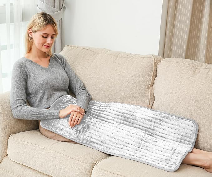 Ambershine 17''x33'' XXXL King Size Heating Pad with 12 Temperature Settings & 4 Auto-Off Countdown Timers, Pain Relief for Back/Neck/Shoulders/Abdomen/Legs, Christmas Gifts for mom dad (Light Grey)
